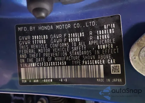 2018 Honda Civic Ex-T from USA, damaged, VIN JHMFC1F33JX033459